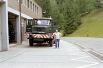 FAUN Zugmaschine der Schluchseewerk AG am Wasserkraftwerk Schwarzabruck im Jahre 1985